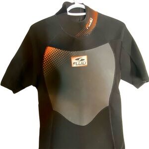 FLUID Adult Wetsuit Knee Length Shorty Black Orange Water Sport Diving XL